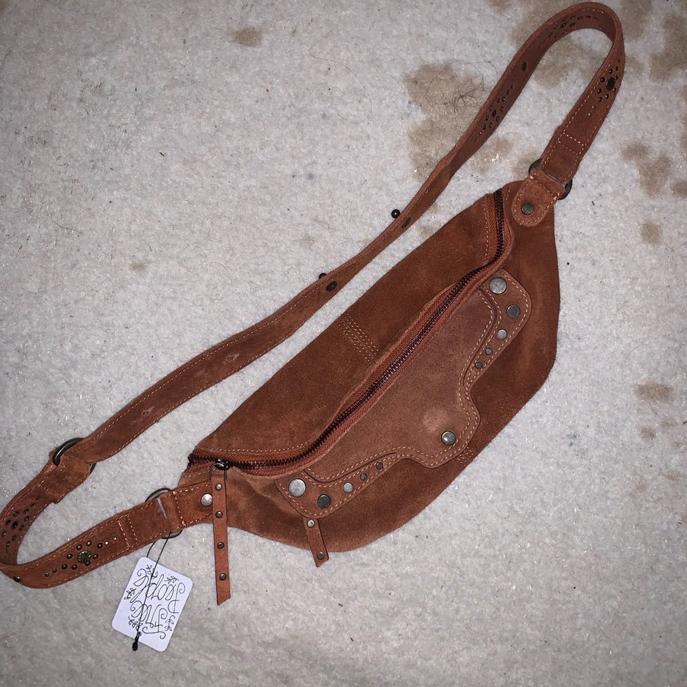 NWT free people brown suede belt bag